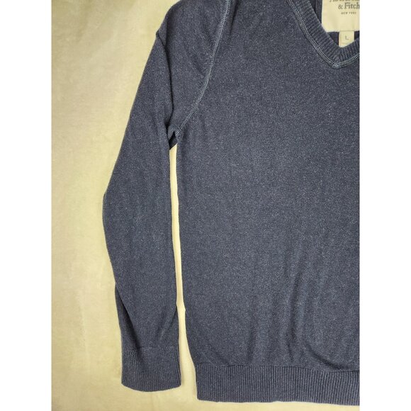 Abercrombie & Fitch Wool Cashmere Cotton Blend Sweater Mens L Blue Muscle Fit - Picture 2 of 13